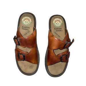 Earth Shoe Willow 2 Women's Sandals 7 Brown Leather Comfort Gelron 2000 - EUC